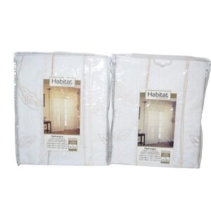 Habitat Hydrangea Rod Pocket Curtain Panel Window 54 x 63 in White- New pair